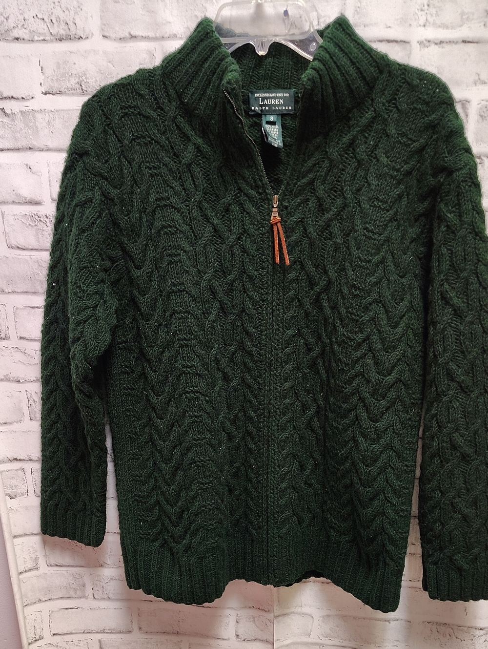 Lauren Ralph Lauren Forest Green Cable Zip Cardigan